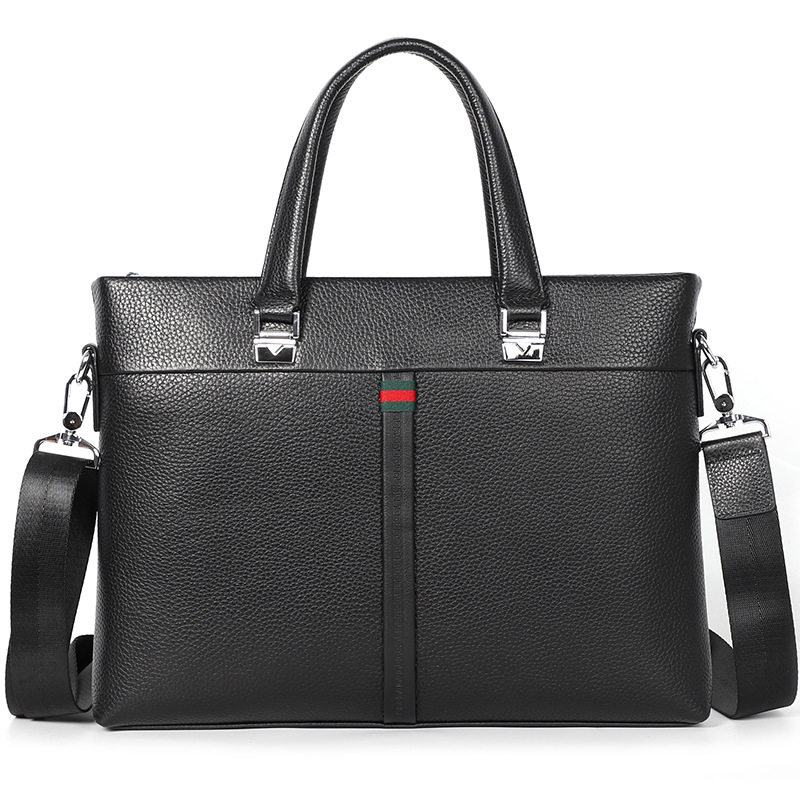 Men's handbag leather business one-shoulder official document messenger bag leather casual men's bag hand-held computer Korean version of the tide