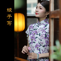 Clove Mei * white-collar apartment son with double genuine silk double crepe disc buckle full opening Republic of China Lions daily qipao