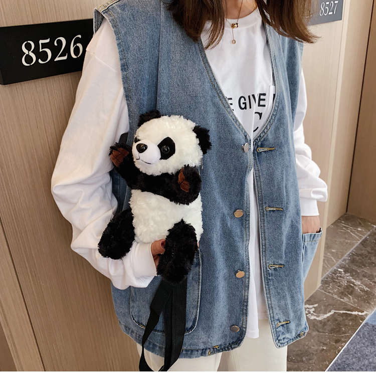 Women's Medium Cotton Panda Cute Profiled Zipper Crossbody Bag display picture 9