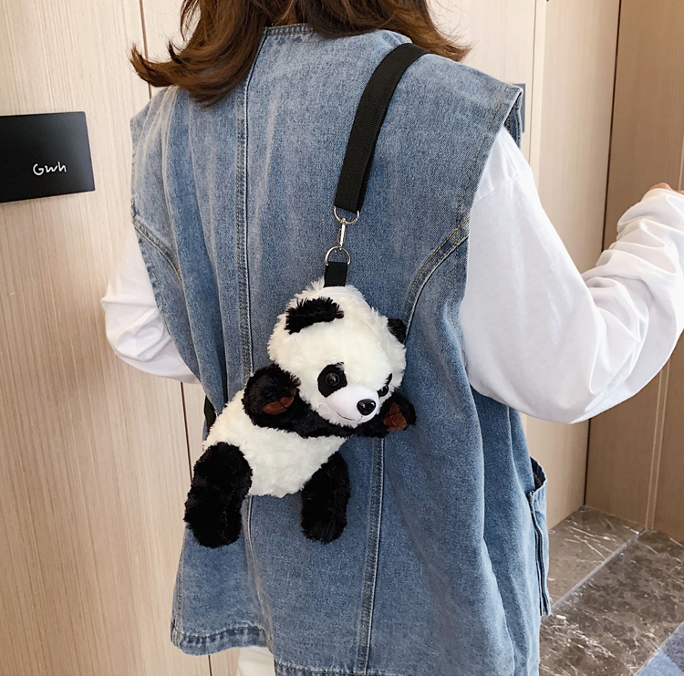 Women's Medium Cotton Panda Cute Profiled Zipper Crossbody Bag display picture 6