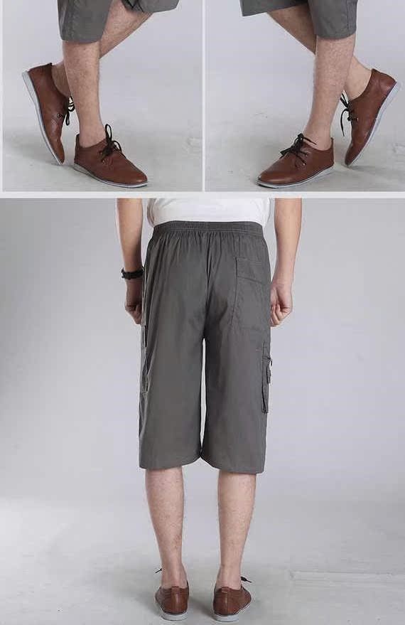 Mùa hè mỏng phần trung niên nam cắt quần tây nam lỏng lẻo phù hợp với quần short trung niên 7 quần quần cha quần thể thao nam