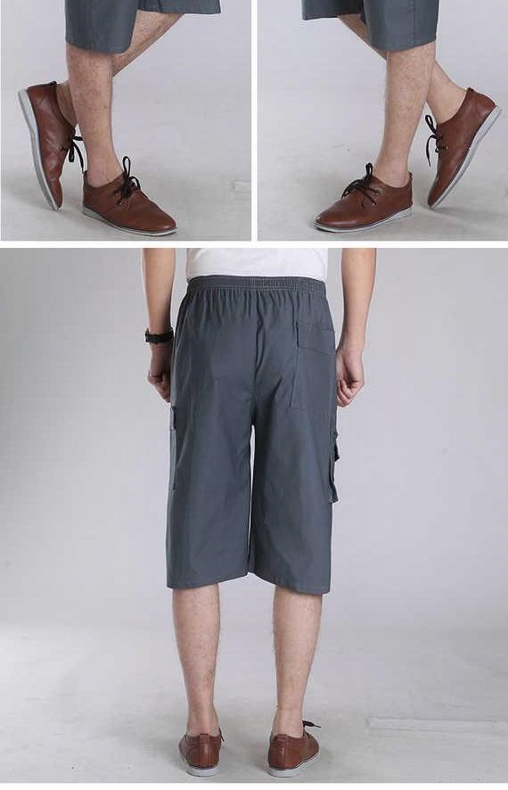 Mùa hè mỏng phần trung niên nam cắt quần tây nam lỏng lẻo phù hợp với quần short trung niên 7 quần quần cha quần thể thao nam