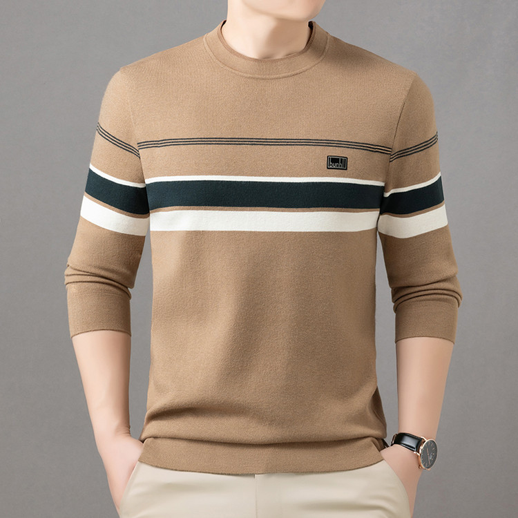 Extra Large Size Plus Size Men's Thin Mercerized Wool Sweater for Big and Tall Men, Loose Base Layer Round Neck Knit Sweater
