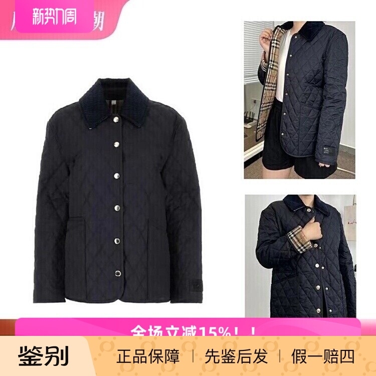[Domestic Stock] Burberry Navy Blue Single-Breasted Lapel Jacket Cotton Coat