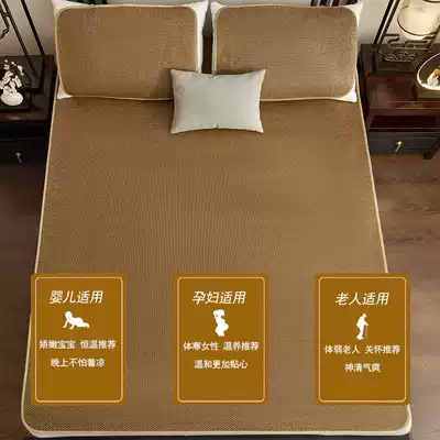 Bed rattan natural pure rattan student bedroom household bamboo fiber mat three sets of bamboo mat summer flagship store