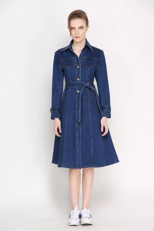 Spot trạm mới của phụ nữ châu Âu với áo khoác gió cao bồi dài MA161DUT13 - Trench Coat