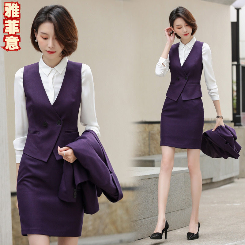 Professional suit vest suit female new high-end temperament ladies formal suit overalls hotel manager long-sleeved tooling
