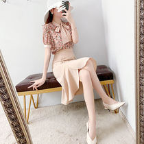 Broken Flowers Snowspun Shirts Suit Women 2022 New Summer Pro Fashion Temperament Fish Tail Half Body Dress Two Sets Foreign Air