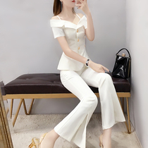 Harness White Professional Suit Goddess Xianfeng Temperament Name Yuan Fashion Trumpeter Pants Two Sets Foreign Air Summer