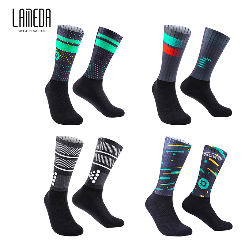 Lampada professional road bike cycling socks men's and women's outdoor sports socks marathon running socks middle tube