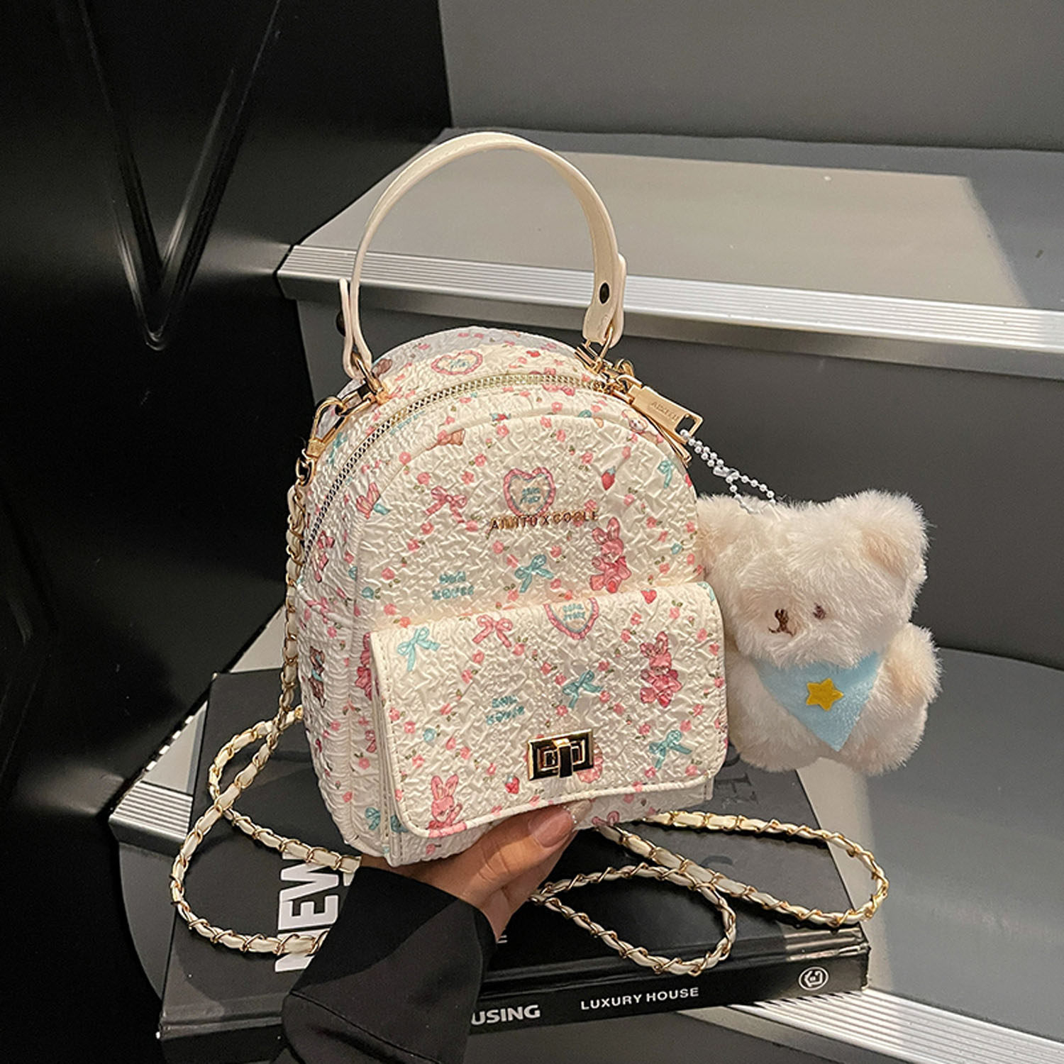 Сумки Amy Rabbit, новинка 2026 года, повседневная мода, пригородный досуг, стиль колледжа, милый рюкзак с цветочными граффити
