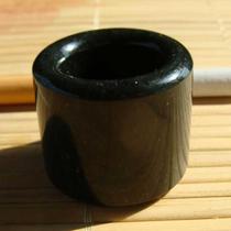 (Antique) (Jade material is warm and moist) Qinghai Jade (Black Sapphire--with copper ore points)--Finger-14#