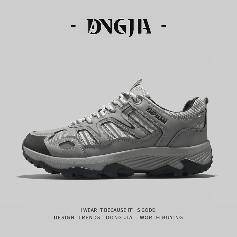 Foreign Trade Gray Hiking Shoes for Men and Women, 2026 Spring New Model, Non-Slip, Breathable, Couple Style, Outdoor Walking Sneakers