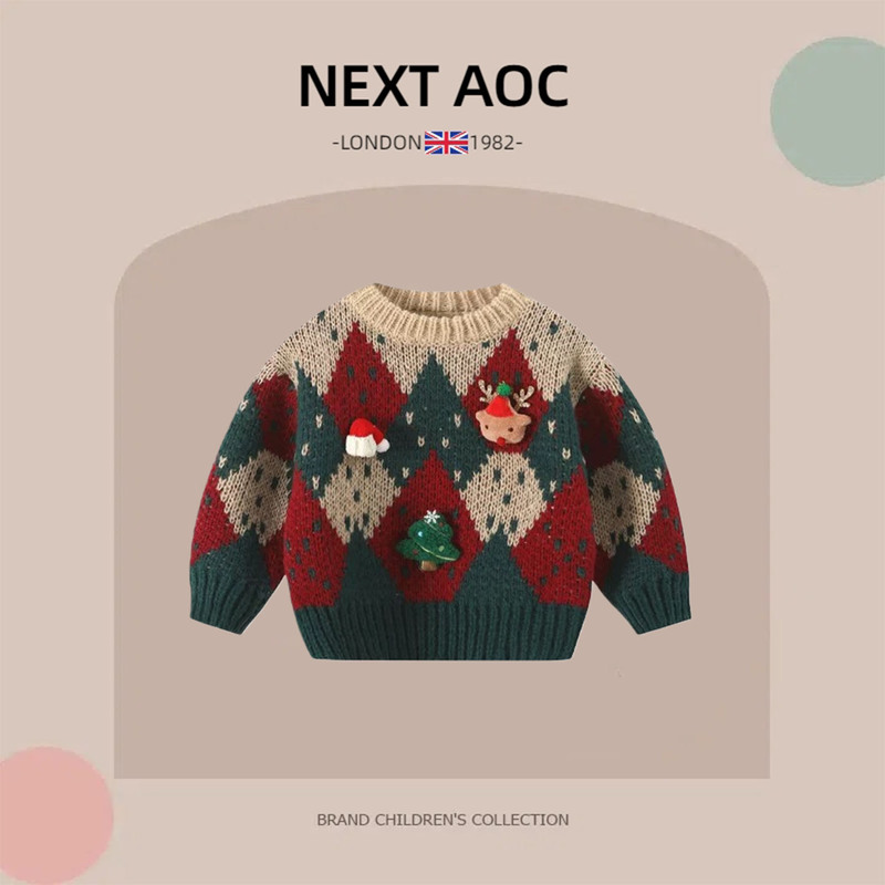 British Next Aoc Christmas Thickened Sweater for Girls, Autumn and Winter Pure Cotton Top for Boys and Girls, Knitted Base Shirt British Next Aoc Christmas Thickened Sweater for Girls, Autumn and Winter Pure Cotton Top for Boys and Girls, Knitted Base Shirt
