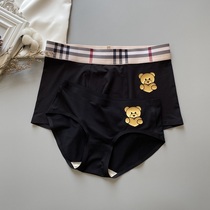 New Couple Underwear Cute Bear Cute Cartoon Comfortable Modal Breathable Black Couple Style Set