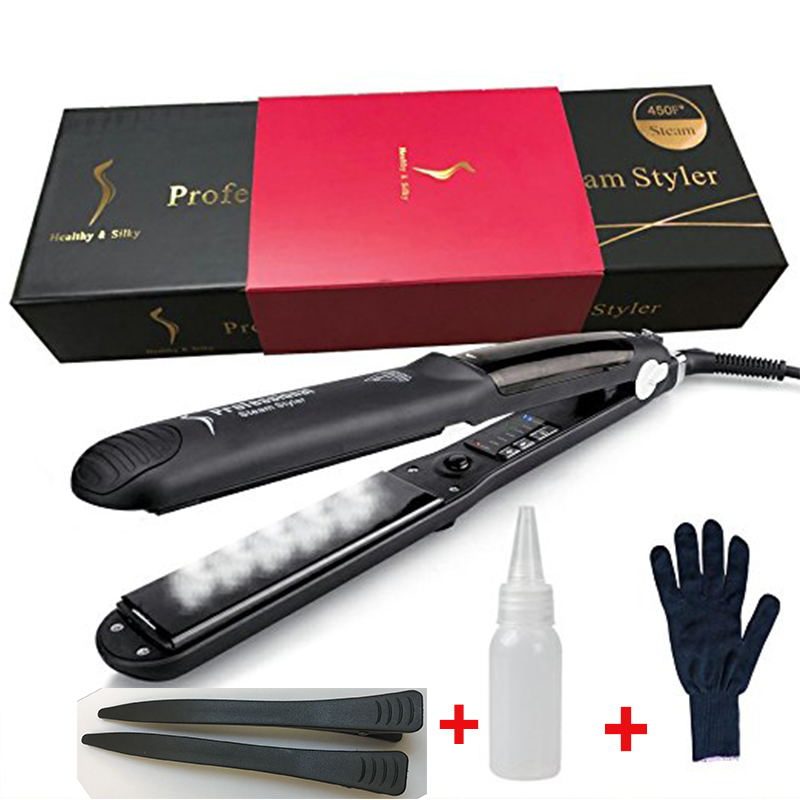Professional Argan Oil Steam Hair Straightener Flat Iron Inj