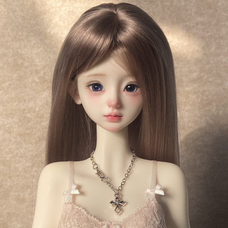 Bjd Wig Mohair Raw Hair Six-Part, Four-Part, Three-Part Fake Hair Straight Black Brown Middle Part Bangs Elastic Hair Net