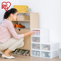 IRIS transparent shoe box Front open drawer plastic storage box Finishing box combination dust-proof and moisture-proof