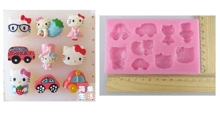 Kitty mèo biểu hiện bộ sưu tập tự làm handmade phim hoạt hình silicone khuôn fondant / khuôn pudding khuôn bánh bao
