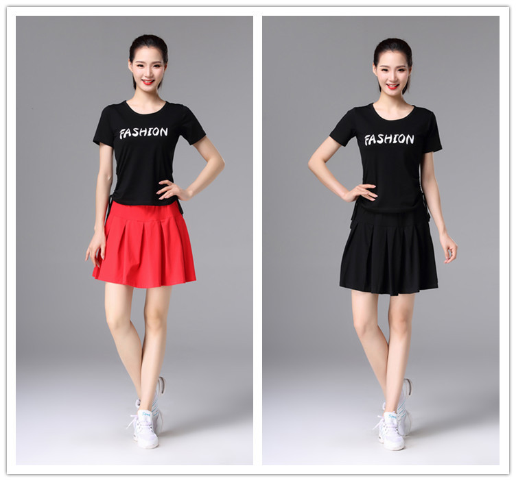 Trang phục khiêu vũ vuông 2019 áo mới mùa hè ngắn tay áo cotton Áo thun khiêu vũ phù hợp với phụ nữ thực hành quần áo - Khiêu vũ / Thể dục nhịp điệu / Thể dục dụng cụ giay khieu vu