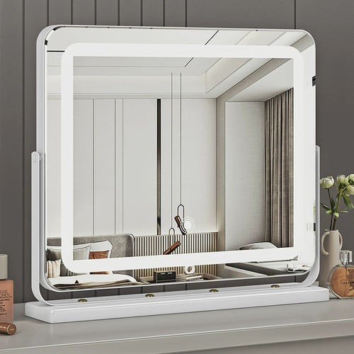 Косметическое зеркало со светодиодной подсветкой, настольное настольное зеркало специальной формы, вращающееся зеркало для макияжа, умное сенсорное косметическое зеркало