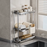 Чрезвычайно узкая полка для хранения посуды, многофункциональная полка для хранения с прорезями для небольшой кухни, подставка для раковины, посуда, палочки для еды и сливная полка.