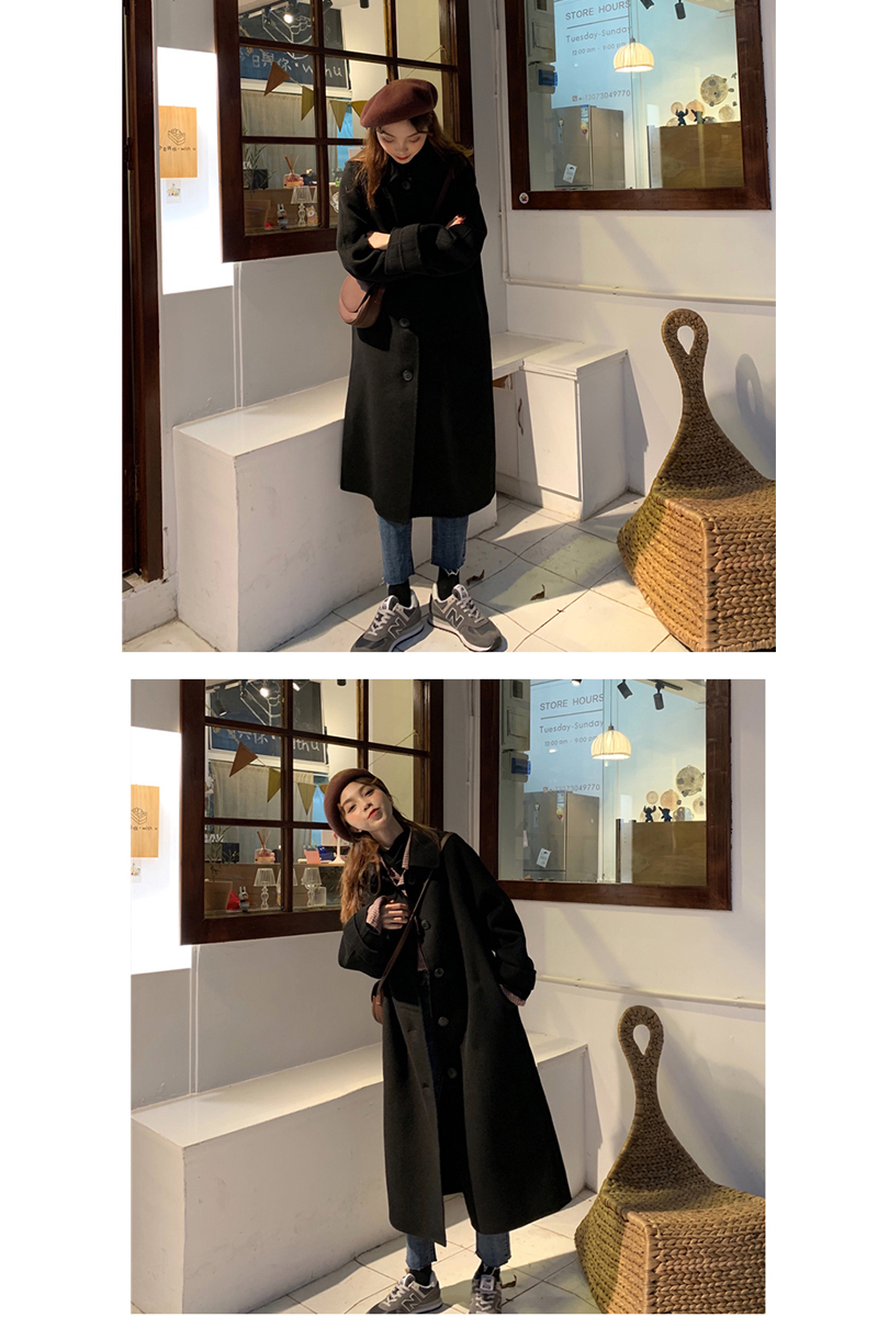黑色毛呢外套女秋冬季新款韩版百搭赫本风中长款呢子大衣加厚 虎窝淘 黑色毛呢外套女秋冬季新款韩版百搭赫本风中长款呢子大衣加厚 虎窝淘