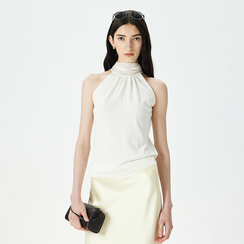 Thornsaura 100% Silk Ribbon Stand-Up Collar Patchwork Cotton Sleeveless Halter Top Waist-Cinching Vest Thornsaura 100% Silk Ribbon Stand-Up Collar Patchwork Cotton Sleeveless Halter Top Waist-Cinching Vest