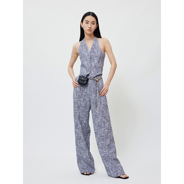 THORNSAURA salt series high-end fragrance halter braided suit vest + wide-leg pants summer set two-pieces