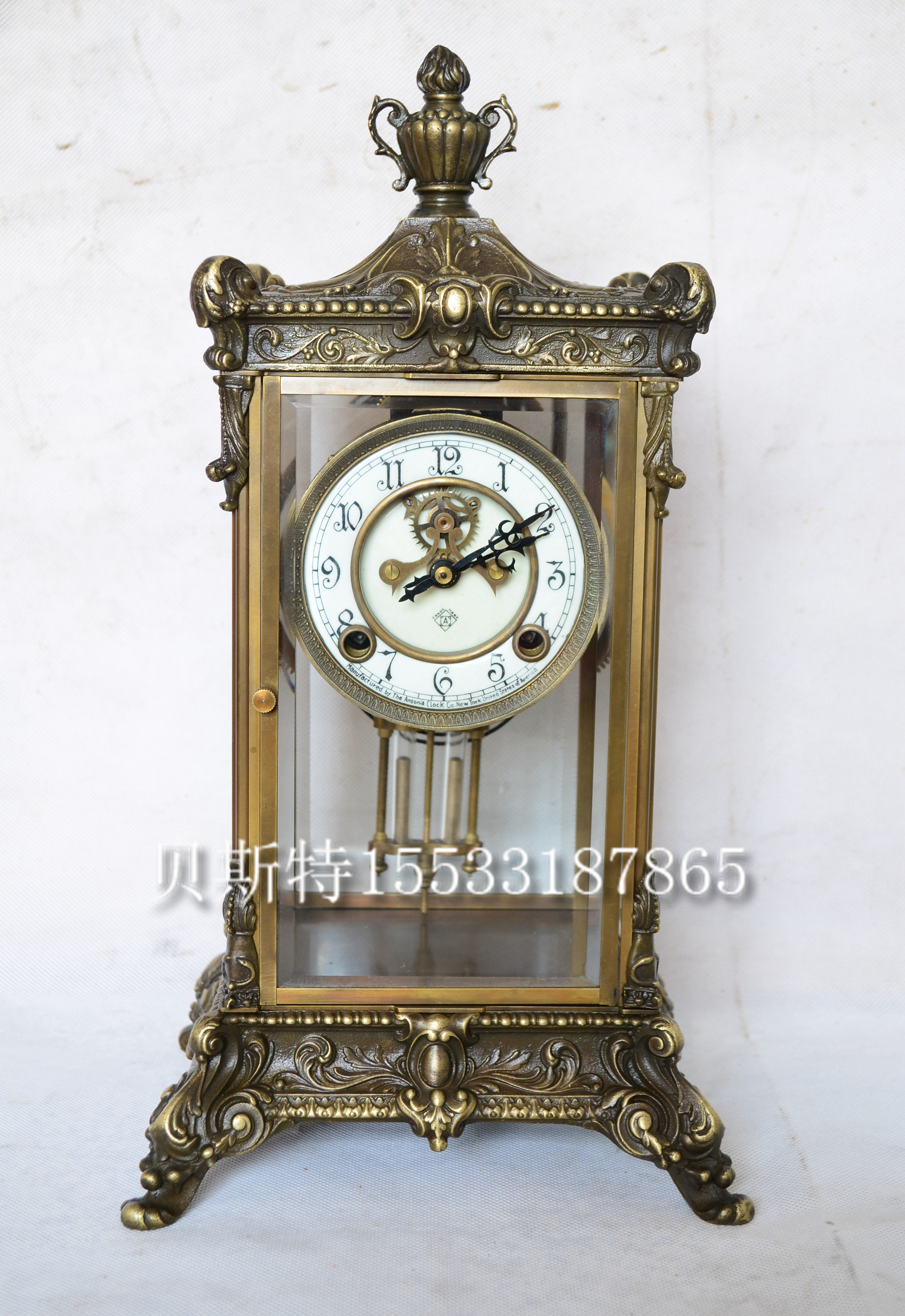 Watch and watch pure copper machinery Minka wheel 4 Ming Zhong antique to make old seat bell European style imitation back to foreign clocks
