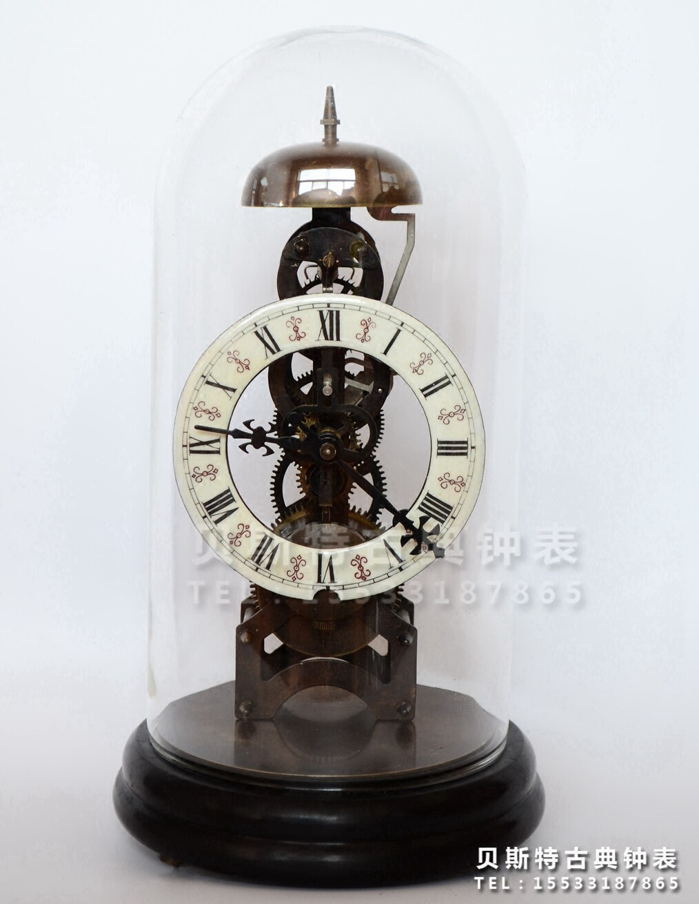 Clocks and Clocks Mechanical Pure Copper Skeleton Desk Clock Perspective Glass Cover Table Clock Fun to Play European-style Living Room Soft Decoration