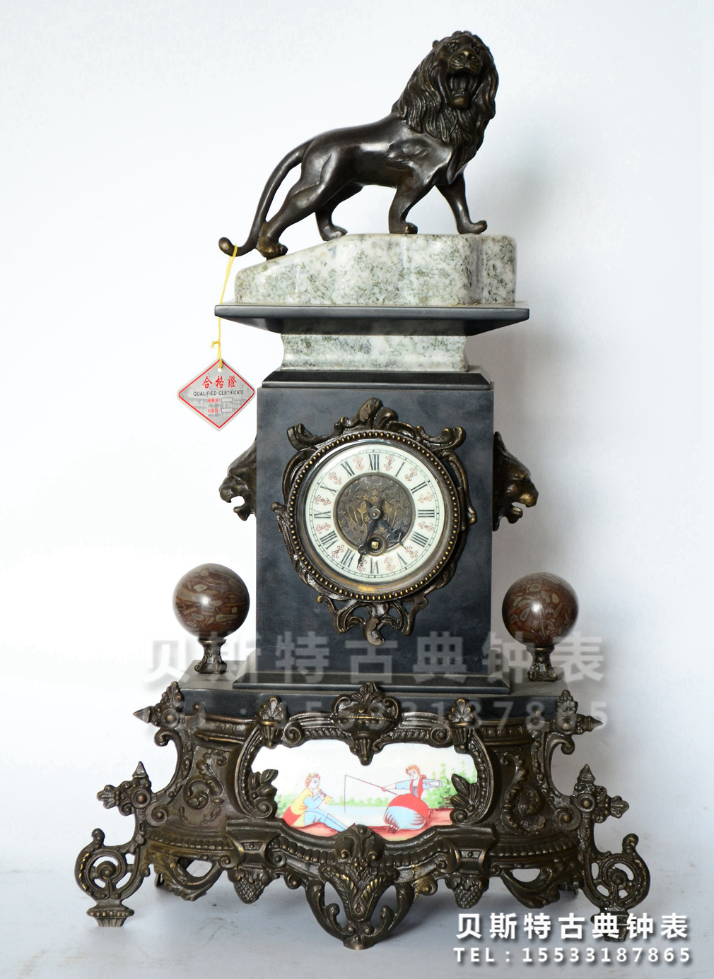 High-end boutique marble copper cast clock) European classical mechanical antique clock) Home decoration) Su Zhong Nanjing clock