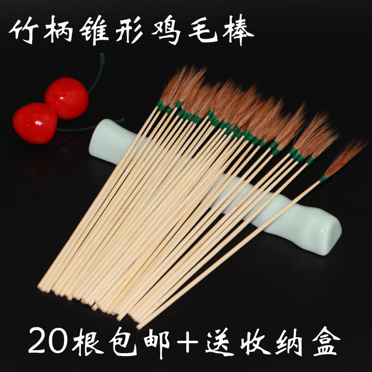 Yang Jiuguai Yangzhou professional ear picking tool pure handmade white bamboo tapered handle chicken feather stick ear digging ear spoon single price