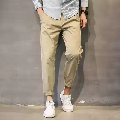 Spring and autumn men casual pants men slim feet straight cotton khaki business trend loose ankle-length pants men