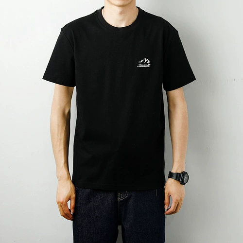 Мужская летняя шелковая белая футболка для отдыха, с вышивкой, круглый воротник