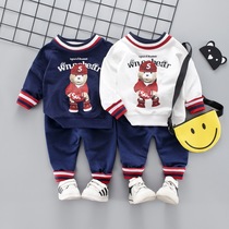 Boys spring clothing set 0 - 1 - 2 - 3 years old childrens long sleeve spring childrens Han - edition childrens Han - edition gas pure cotton