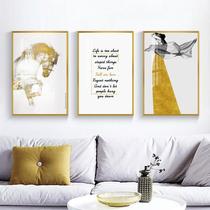 To the simple space living room simple light luxury decoration golden horse head hanging beauty art oil painting modern porch murals