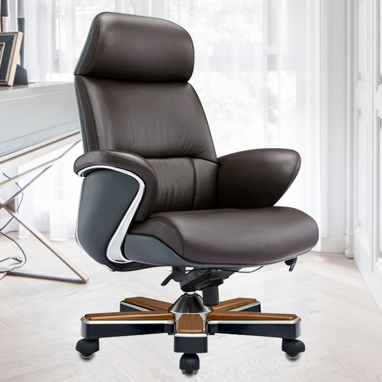 Upscale genuine leather owner chair office chair large class chair book room chair with lifting and reclining swivel chair leather art chair