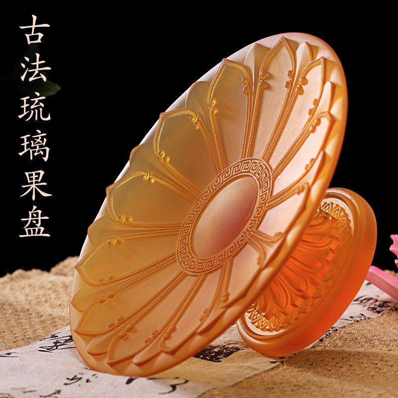Ancient Law glazed for fruit tray Home Living room Buddha Former supply tray Lotus for the Buddha Water Fruit tray Fruit dishes Buddha Hall Foware Supplies