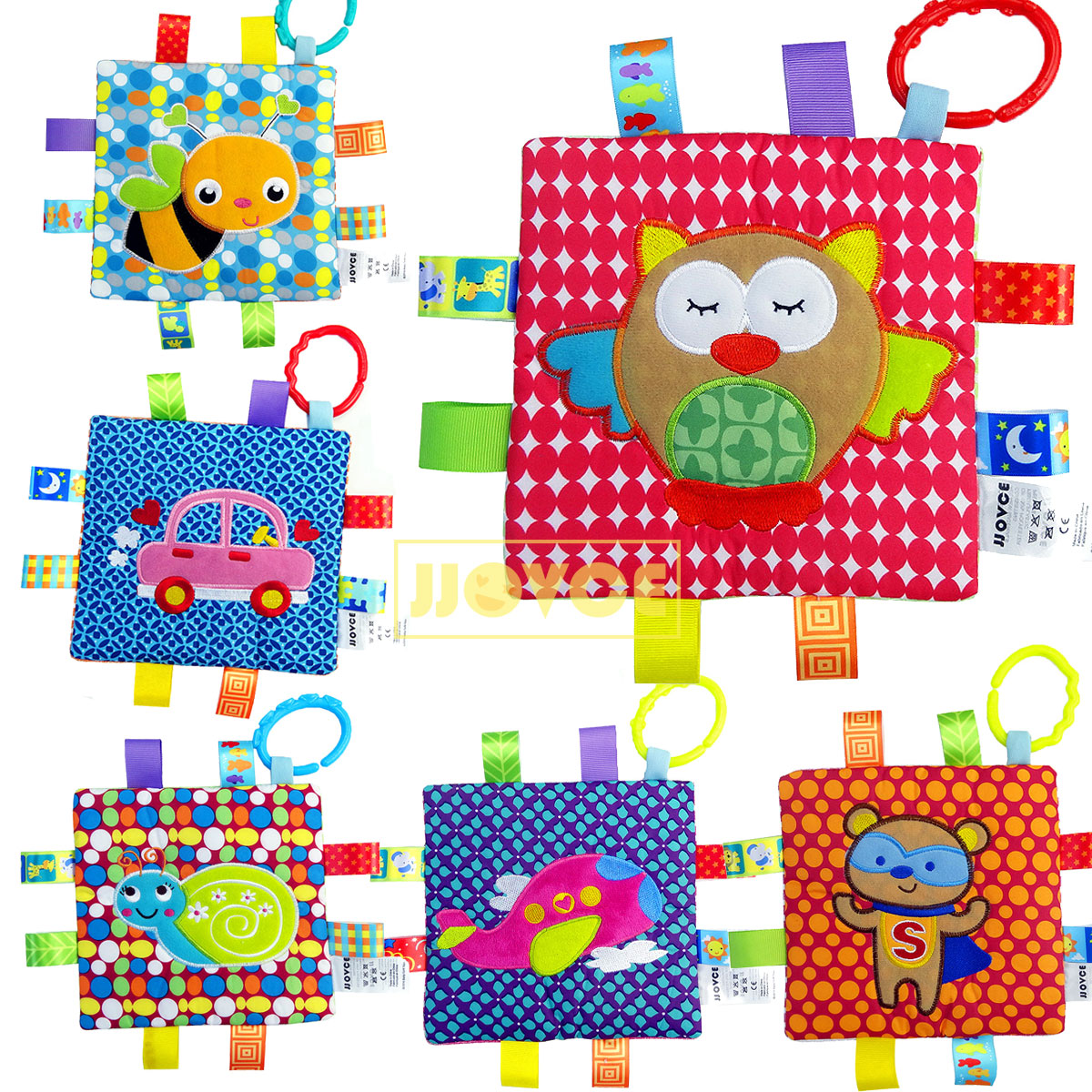 JJOVCE Ultra Soft Label Control Towel Hand Grip Towel With BB Instrumental Sound Paper Baby Soothing Toy Entrance