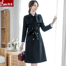 Woolen coat womens mid-length winter Hepburn style Korean version lace-up quality 2020 popular thickened professional woolen coat