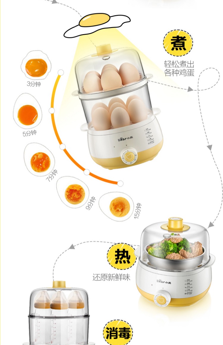 Trứng hấp trứng hai lớp thời gian nhà đa năng mini luộc trứng hấp trứng 