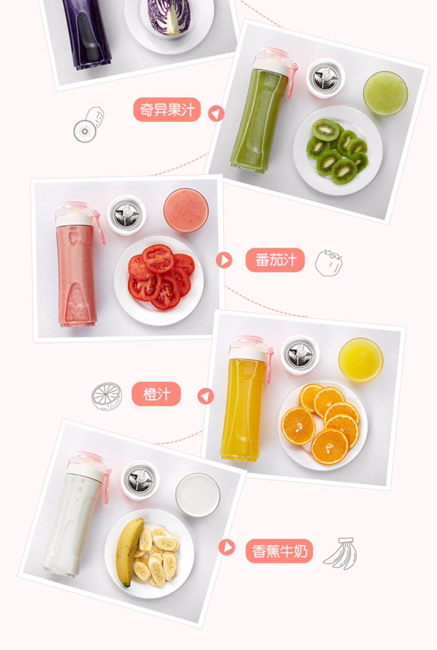 máy xay sinh tố vitamix Máy ép trái cây nhỏ cầm tay hộ gia đình mini máy trái cây điện máy nấu ăn tự động cốc nước trái cây - Máy ép trái cây máy ép philip hr1836