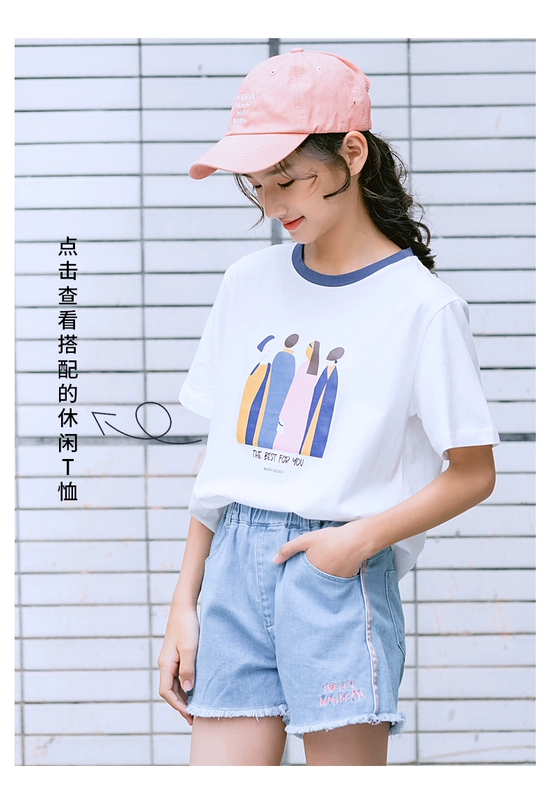 Cô gái quần short denim mùa hè tải 19 phong cách mới trong bộ đồ bé trai nữ triều lớn phiên bản Hàn Quốc của phần mỏng mặc quần short hoang dã - Quần jean