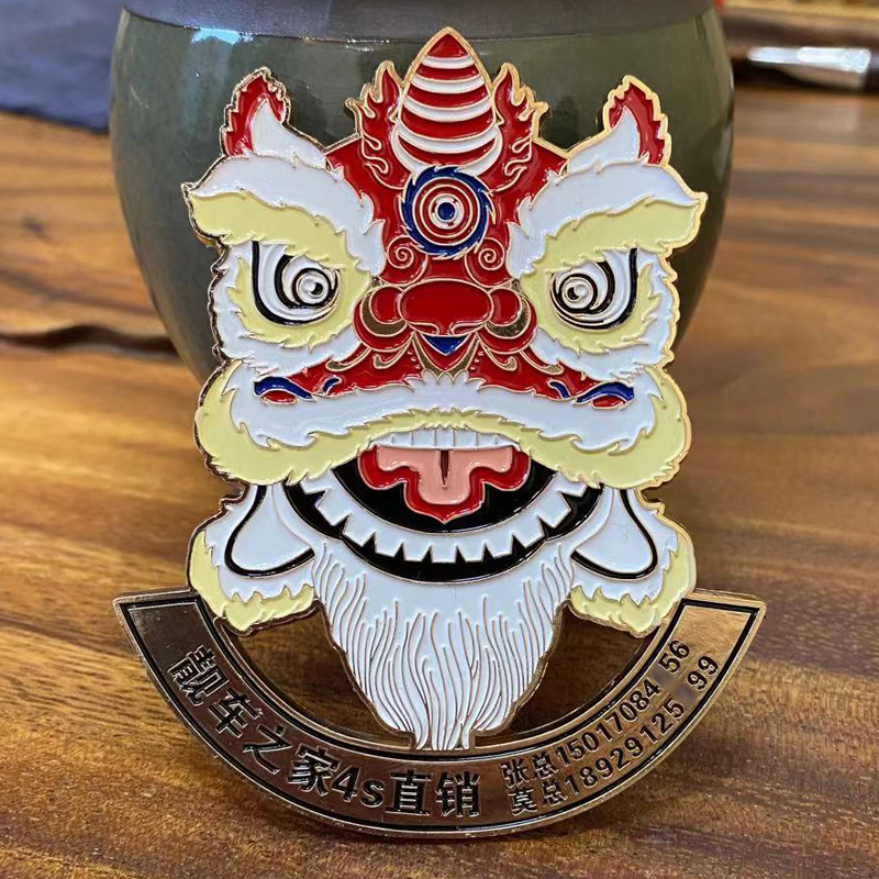 Wing Stickup Lion Car Mark China Wind Lions National Tide Metal Mark Mid Net Decoration 3D Solid Metal Car Tail