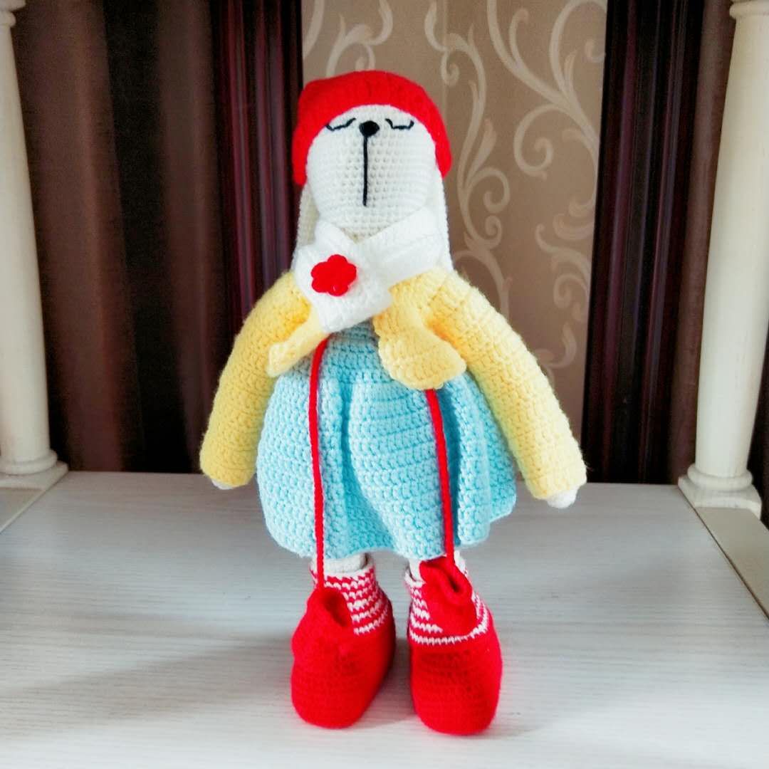 Mango Family Diy Pure Hand Crochet Hook Crochet Grapefruit Lara Rabbit the orange wool line doll finished product