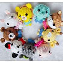 Mango Family Diy Pure Hand Crochet Hook Needle Animal City Small Pendant Puppy Small Rabbit Small Bear Wool Line Doll Finished Product