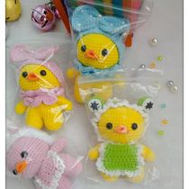 Mango Family Diy Pure Hand Crochet Hook Needle Bouric Duck Web Red Little Yellow Duck Pendant Hair Line Doll Finished Product With Spot