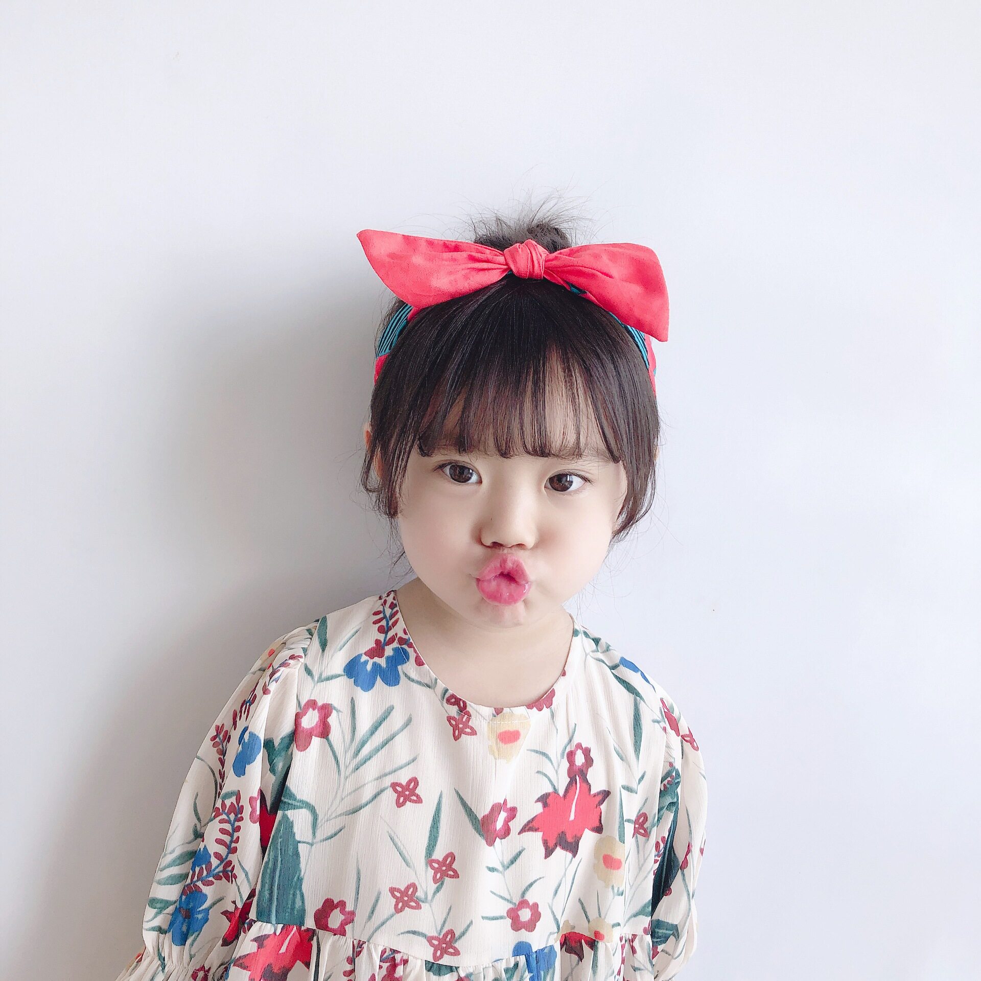 Korea ins new stripe print color pattern bow children's elastic hair band Princess hairclip headband hair