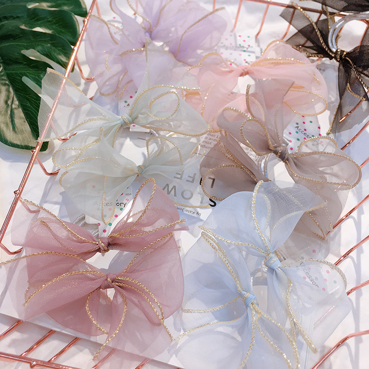 Korea in New Golden Silk Snow Package Lace Wears Draw Hairlard Children Hairbar Hair